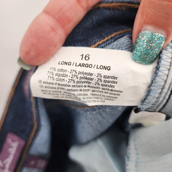 GLORIA VANDERBILT Amanda High Rise Mom Dark Wash Blue Jeans 16 Long NWT - Picture 10 of 11